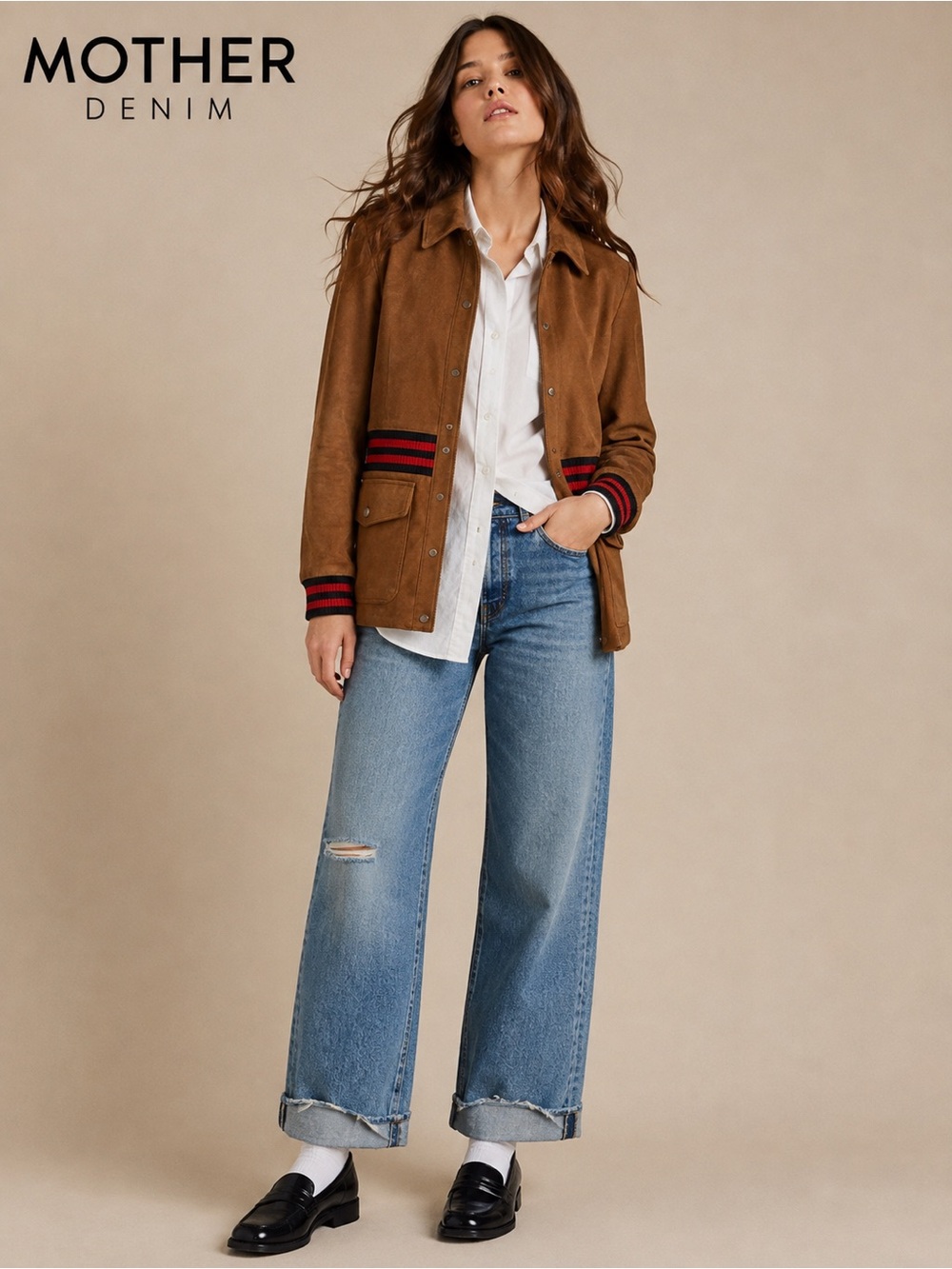 MOTHER Denim The Ribbed Car Coat – Mean Streets Brown Faux Suede
